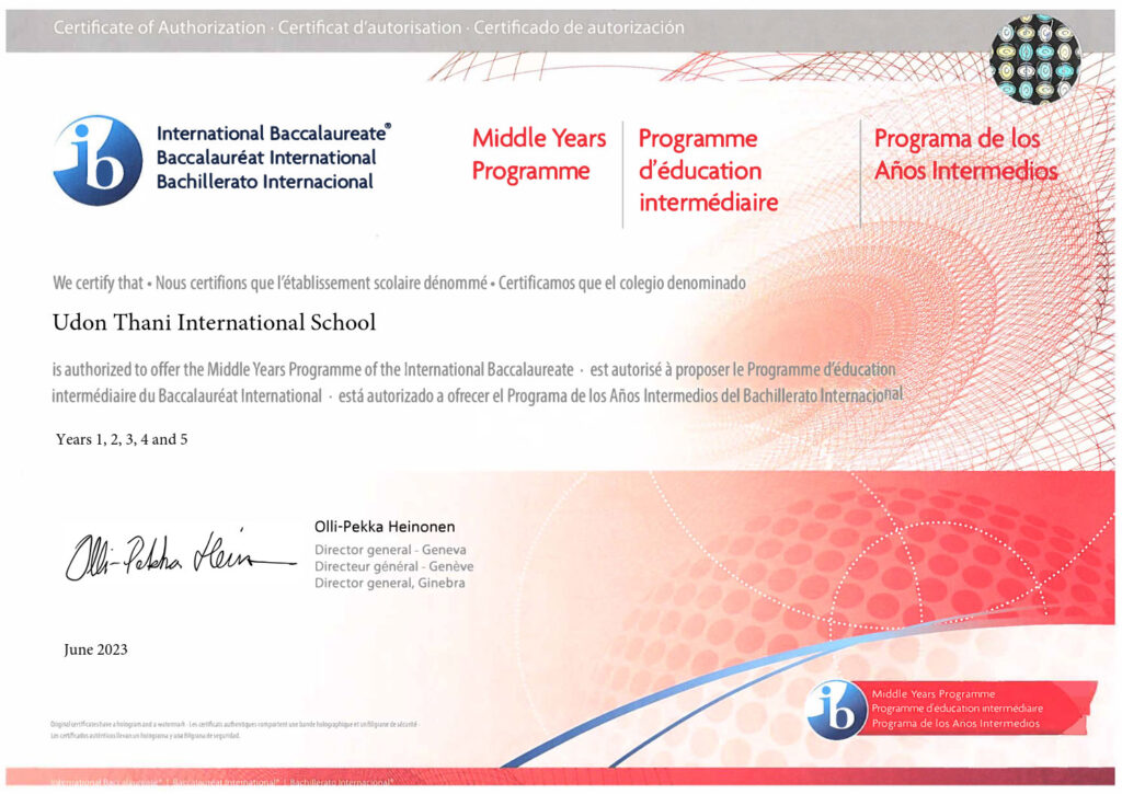 UDIS is an MYP authorised school